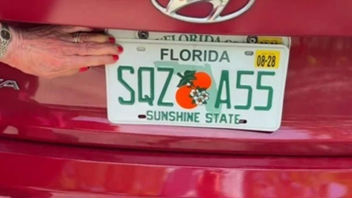 Nancy Dello Stritto’s new license plate has become a topic of conversation. Most of her family and friends have encouraged her to keep it.